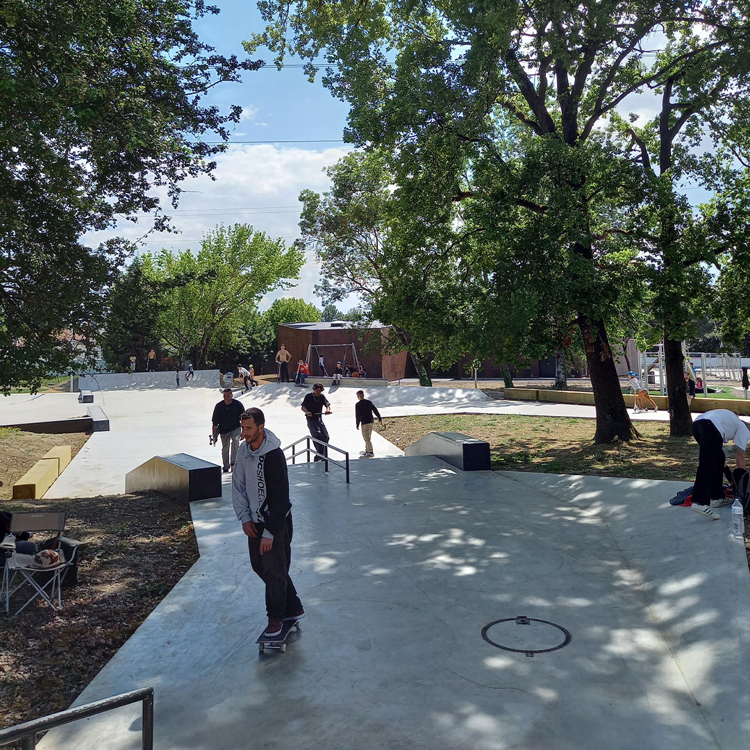 Un chouette spot pour faire du skate sous les arbres